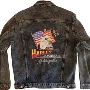 Vintage Men's Small S Harley-Davidson Born in the USA Denim Jacket